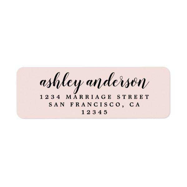 Custom Elegant Script Pastel Pink Return Address Label