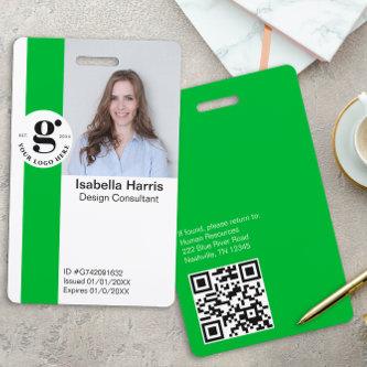 Custom Employee Badge QR Code, Logo, Large Photo