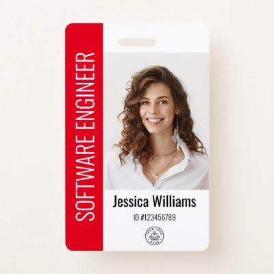 Custom Employee Large Photo, BarCode, Logo, Name Badge