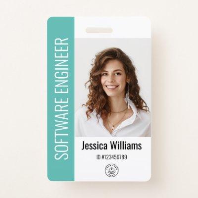 Custom Employee Large Photo, BarCode, Logo, Name Badge