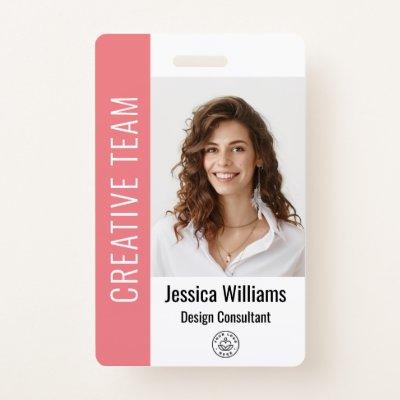 Custom Employee Large Photo, BarCode, Logo, Name  Badge