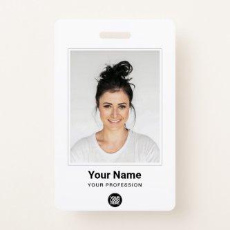 Custom Employee Large Photo Minimal Logo Name Badge