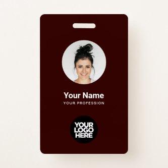 Custom Employee Modern ID Card Brown QR Badge