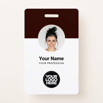 Custom Employee Modern ID Card Dark Brown QR Badge