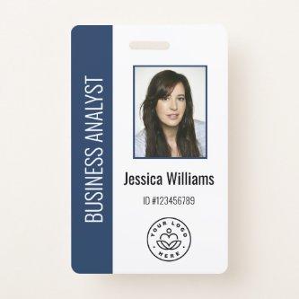 Custom Employee Photo, Bar Code, Logo, Name Blue Badge