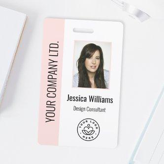 Custom Employee Photo, Bar Code, Logo, Name Blush Badge