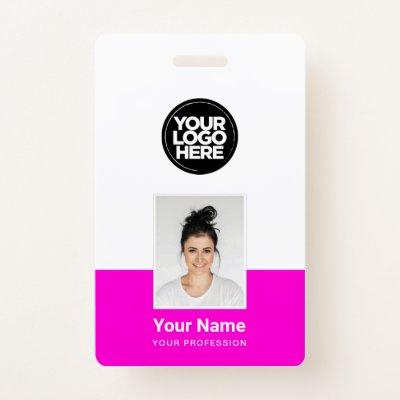 Custom Employee - Photo, BarCode, Large Logo, Name Badge
