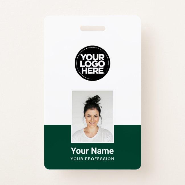 Custom Employee - Photo, BarCode, Large Logo, Name Badge