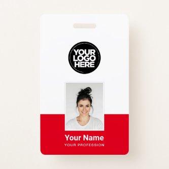 Custom Employee - Photo, BarCode, Large Logo, Name Badge