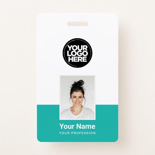 Custom Employee - Photo, BarCode, Large Logo, Name Badge