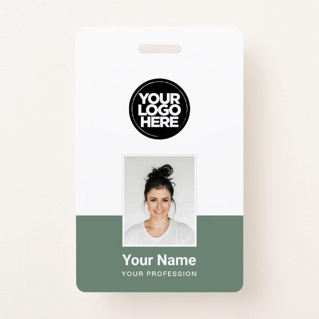 Custom Employee - Photo, BarCode, Large Logo, Name Badge