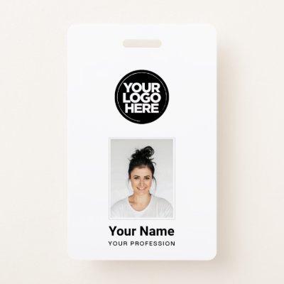 Custom Employee - Photo, BarCode, Large Logo, Name Badge