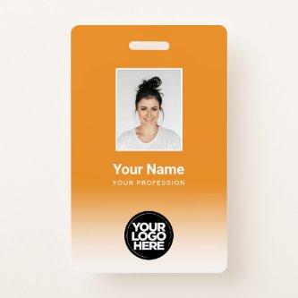 Custom Employee Photo Gradient Orange Badge