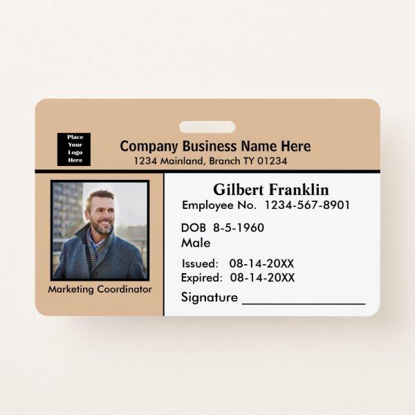 Custom Employee Photo Logo Bar Code Name Badge