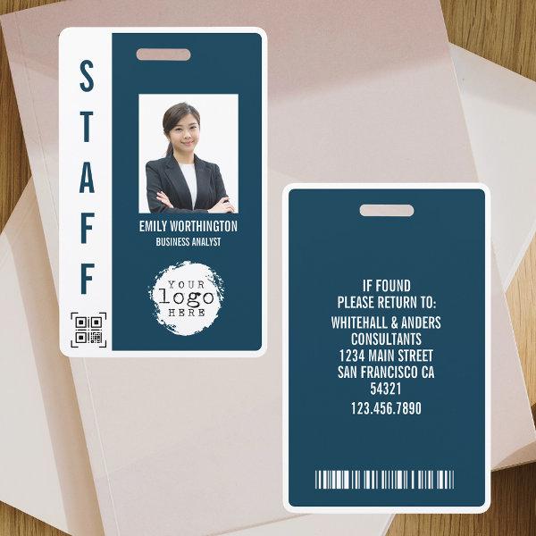 Custom Employee Photo Name Badge QR code Barcode