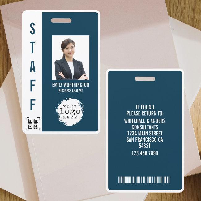 Custom Employee Photo Name Badge QR code Barcode