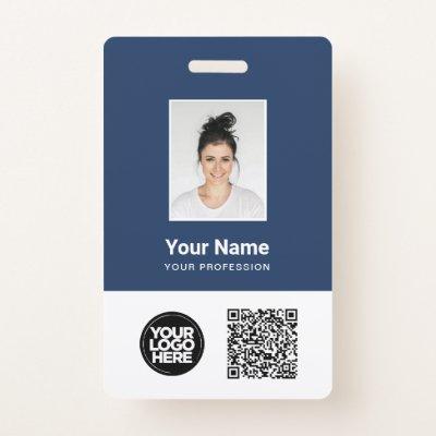 Custom Employee Photo, Qr and Bar Code, Logo, Name Badge