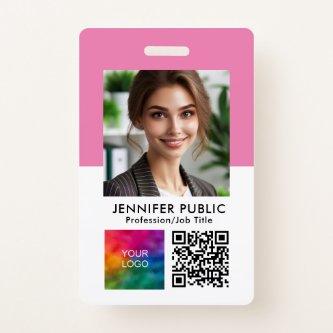 Custom Employee Photo QR Code Logo Name And Title Badge