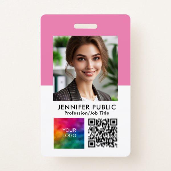 Custom Employee Photo QR Code Logo Name And Title Badge