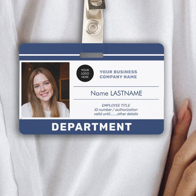 Custom employee photo QR code logo name ID Badge