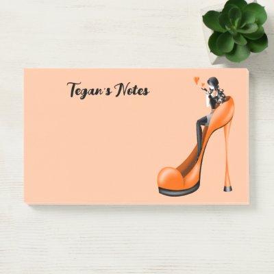 Custom Fashion Diva in Stiletto Orange  Post-it Notes
