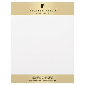 Custom Faux Gold Elegant Monogram Glamour Modern Letterhead