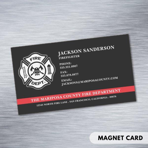 Custom Fire Department Firefighter Red Line Logo  Magnet
