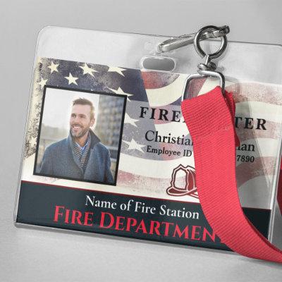 Custom Firefighter Employee Name ID Card Photo Badge