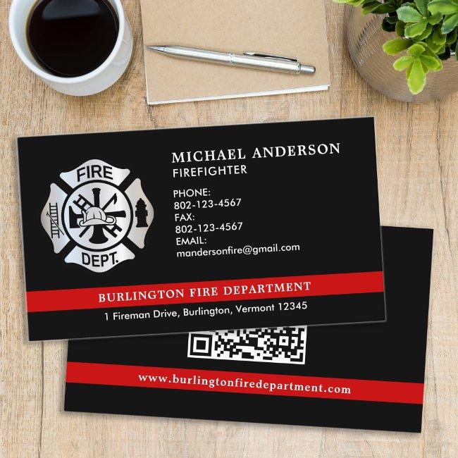 Custom Firefighter Fire Department QR Code Logo