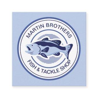 Custom Fish Tackle Shop Blue Bass Fisherman Store Square