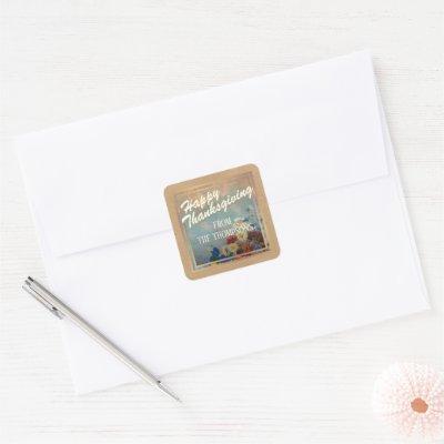 Custom Floral Watercolor Happy Thanksgiving Square Sticker