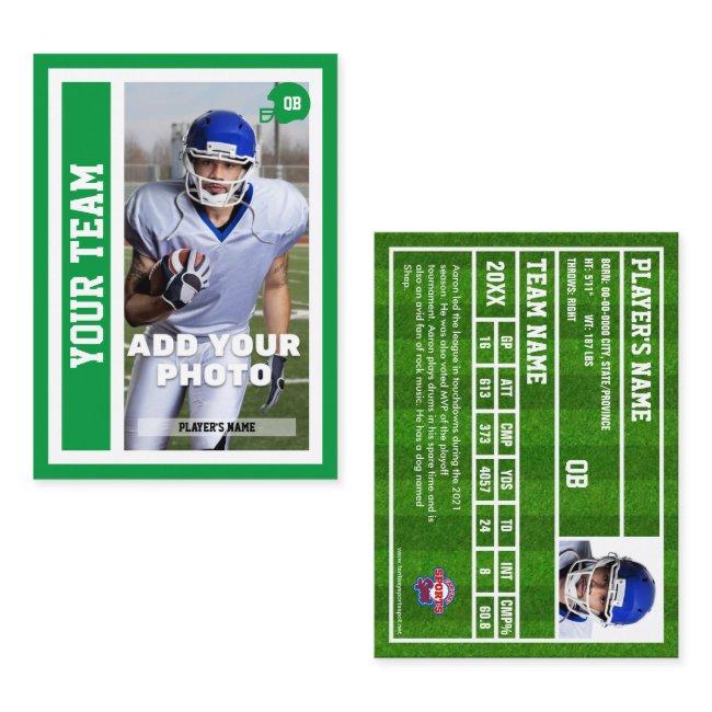 Custom Football QB Trading Card (Kelly Green)