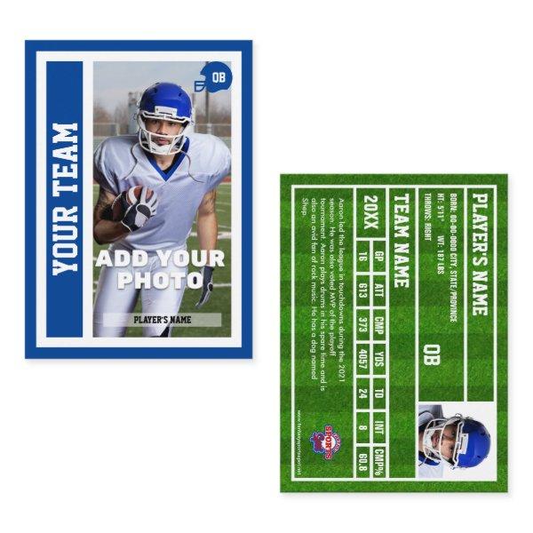Custom Football Quarterback Trading Card (Blue)