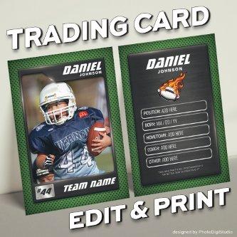 Custom Football Trading Card, Player Profile Card