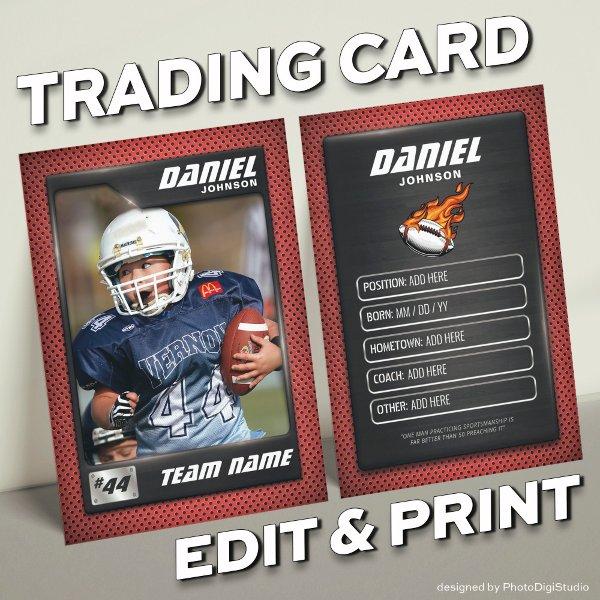 Custom Football Trading Card, Player Profile Card