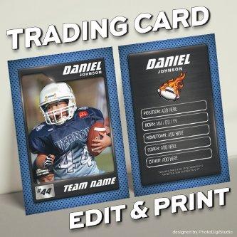 Custom Football Trading Card, Player Profile Card