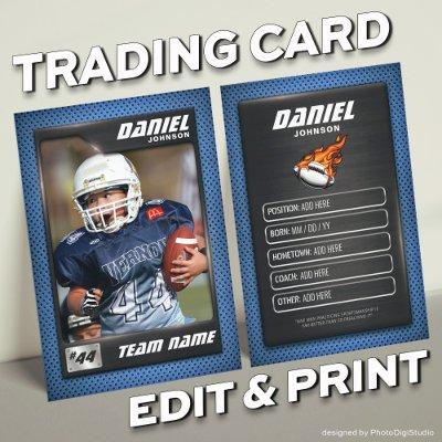 Custom Football Trading Card, Player Profile Card