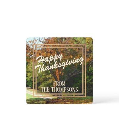 Custom Forest Watercolor Happy Thanksgiving Holiday Card