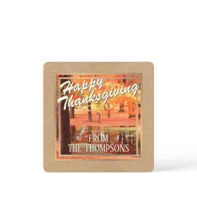 Custom Forest Watercolor Happy Thanksgiving Holiday Card