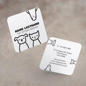 Custom Fun Simple Cute Dog Cat Bird Pet Service Square