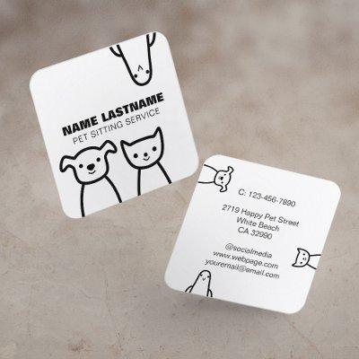 Custom Fun Simple Cute Dog Cat Bird Pet Service Square