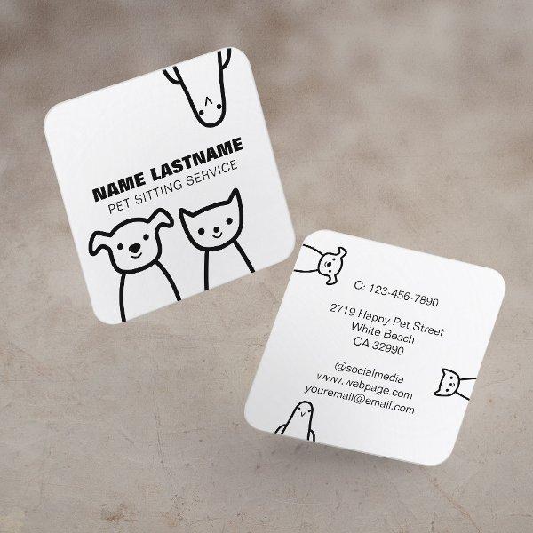 Custom Fun Simple Cute Dog Cat Bird Pet Service Square