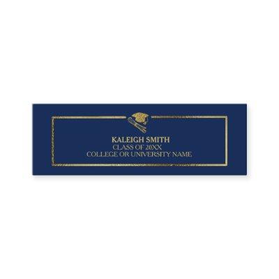 Custom Gold on Navy Blue Graduation Insert Name