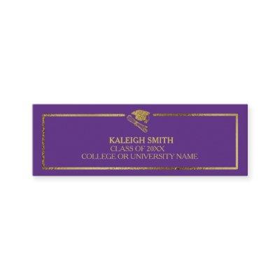 Custom Gold on Purple Graduation Insert Name