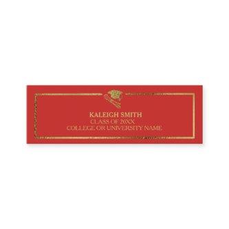 Custom Gold on Red Graduation Insert Name Card