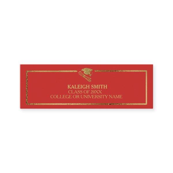Custom Gold on Red Graduation Insert Name Card