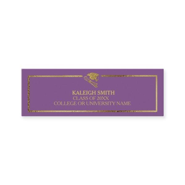 Custom Gold on Violet Graduation Insert Name Card