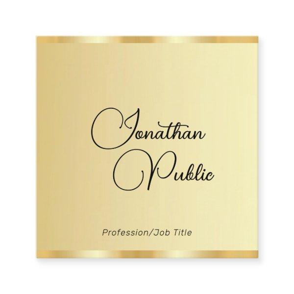 Custom Handwriting Script Faux Gold Template Square
