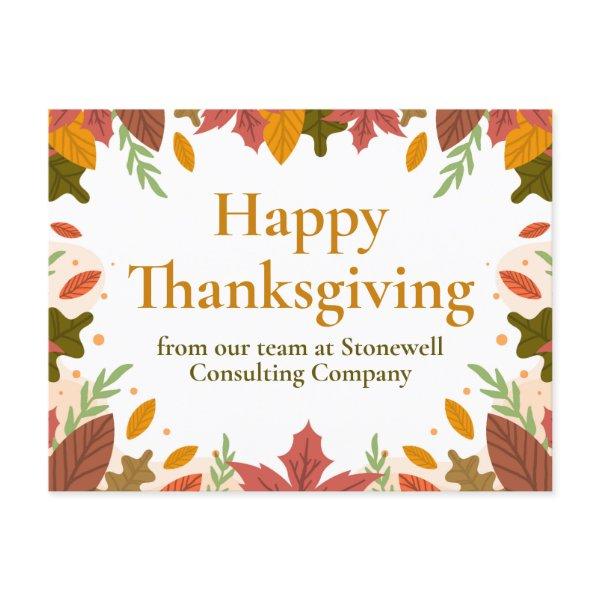 Custom Happy Thanksgiving Fall Business Marketing Postcard