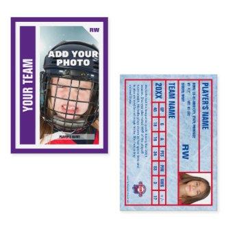 Custom Hockey Trading Card (Purple) Add Your Stats